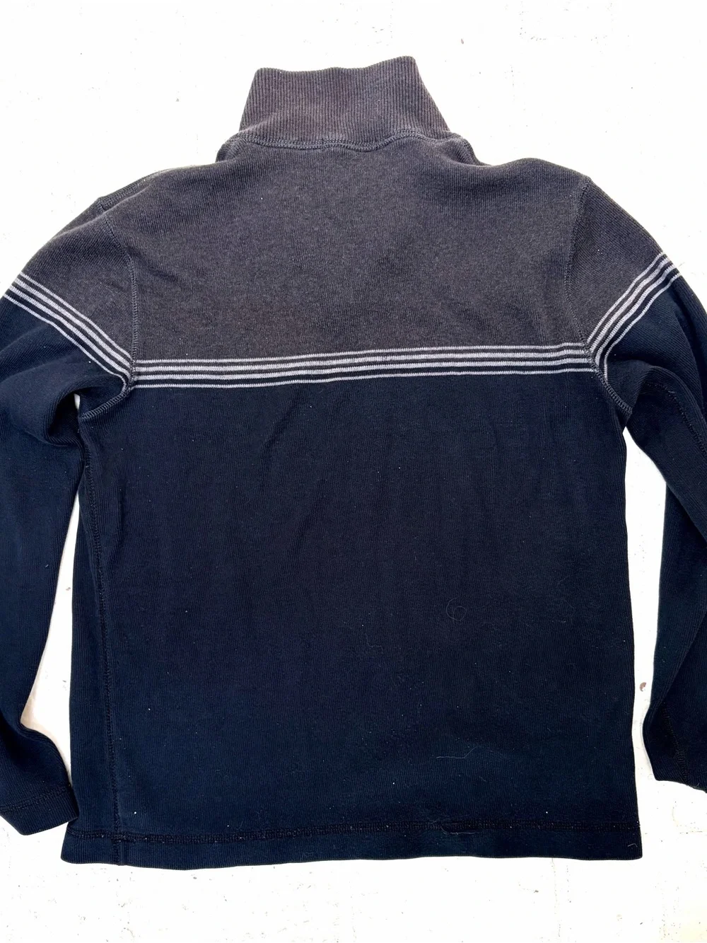 Men's Navy Quarter-Zip Sweater with Contrast Yoke